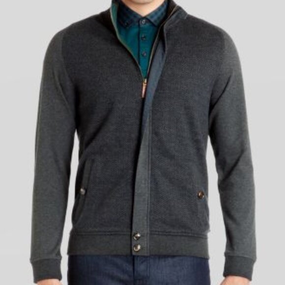 Ted Baker Jensill Herringbone Zip Cardigan Size 5 (US L) - Picture 1 of 16